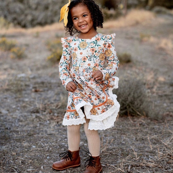 Matilda Wildflowers Fall Florals Dress with Jane Lace Trim NEW NWT Made by Molly - Picture 3 of 11